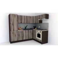 Bucatarie de Colt GENA NEW 3 DR. 160-230, Cu Corp de Cuptor, Wenge / Decor K366